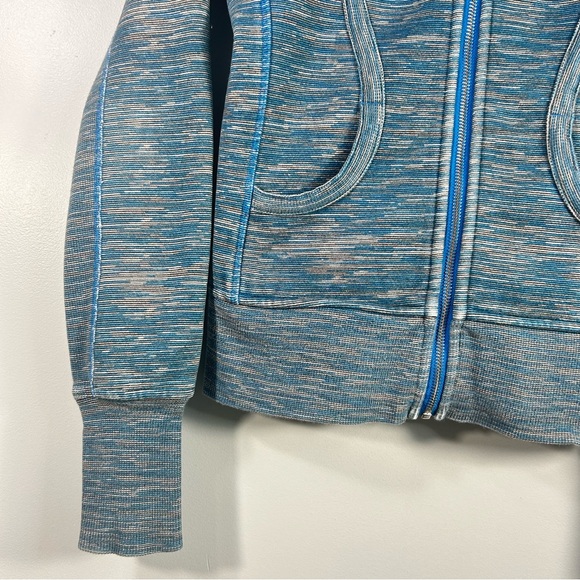 Lululemon Scuba Hoodie Stretch Women’s Sz 4 Blue Gray Full Zip Thumbholes W4A62S - Picture 8 of 15